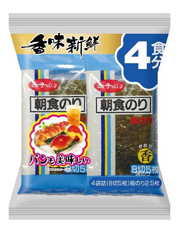 味朝食香４Ｐパンも美味ロゴ