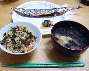  海苔さんま定食