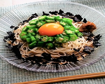 海苔たっぷり・冷やし・月見そば